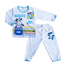 Skabe Baju Anak Bayi Putih Tangan Panjang Stelan Kaos 1499 - Biru