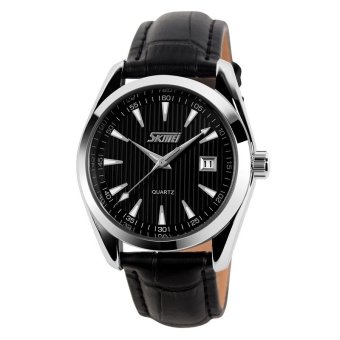 skmei jam tangan pria hitam tali kulit skmei blitz skmei jam tangan pria hitam tali kulit skmei blitz