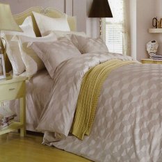 Sleep Buddy Set Sprei dan Bed Cover Cube Light Grey Jacquard Cotton