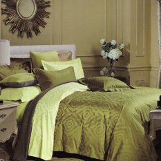 Sleep Buddy - Set Sprei dan Bed Cover Green Pour Jacquard Cotton
