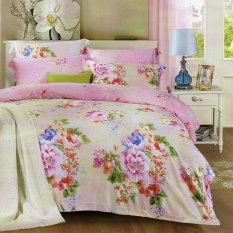 Sleep Buddy Set Sprei dan Bed Cover Pink Rossa Sutra Tencel