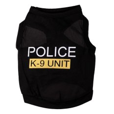 Small Dog Cat Vest Police Puppy T-Shirt Coat Pet Clothes Summer Apparel Costumes Black XS