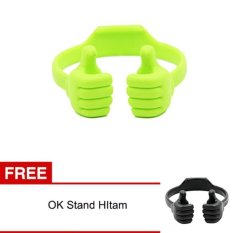 Smart OK Stand For Smartphone, iPad, Tablet Android - Hijau + Free 1 Pcs Ok Stand Hitam