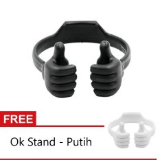 Smart OK Stand For Smartphone, iPad, Tablet Android - Hitam + Free 1 Pcs Ok Stand Putih