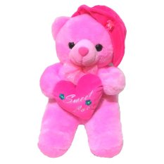Smiley Kids Boneka Beruang Teddy Bear Topi Bantal Love - Pink
