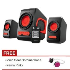 Sonic Gear Speaker 2.1 Quatro V - Merah + Gratis Sonic Gear Chromaphone - Pink