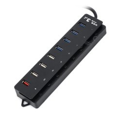 Super Speed USB Hub 3.0 8 Ports with 2A Power Adapter - CQT-3008 - Black