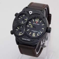 Swiss Army Mens Elegant - Hitam -Triple Time Kulit - SA 7169 BL GRY8