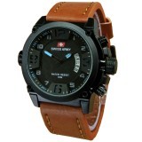 Swiss Army Tanggal SA7169 Jam Tangan Pria Strap Leather Coklat Lis Biru