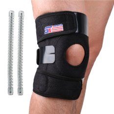 SX625 Sports Adjustable Silicon 2-spring Knee Pads Knee Support Guard Protector - Black - Intl