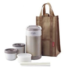 Tiger Stainless Lunch Jar Champagne Gold 3 Susun-Tempat Makan Tahan Panas