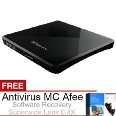 Transcend Extra Slim Portable DVD RW External Writers 8X - Hitam + Gratis Paket Hadiah