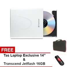 Transcend Portable DVD RW Ultraslim Writers 8X Super Speed + Gratis Exclusive Tas Laptop + Transcend Flashdisk SuperSpeed 16GB