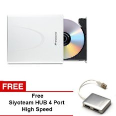 Transcend Portable DVD RW Ultraslim Writers 8X Super Speed - Putih + Gratis Siyoteam HUB HighSpeed 4 Port