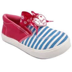 TrendiShoes Sepatu Anak Cewe Slip On Garis Garis I Love you - Fuchsia