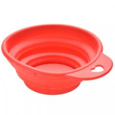 Useful Dog Cat Travel Feeding Bowl Portable Silicone Collapsible Water Dish Red