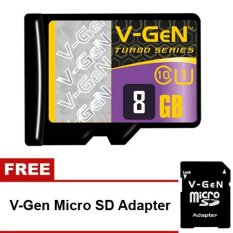 V-GeN Micro SD Class 10 Turbo 8 GB + Gratis V-Gen Micro SD Adapter