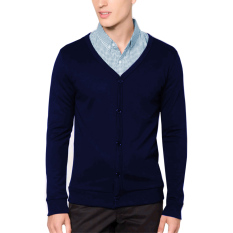 VM Cardigan Sweater Rajut Navy Polos - Long Knitt