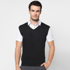 VM Sweater Rompi Rajut Hitam Polos