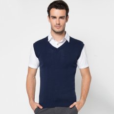 VM Sweater Rompi Rajut Navy Blue Polos
