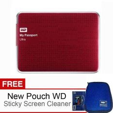 WD My Passport Ultra - 2TB - Red + Free New Pouch WD Original + Sticky Screen Cleaner