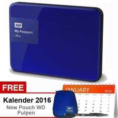 WD My Passport Ultra New - 2TB - Biru + Bonus Kallender + Pouch WD Original + Pulpen