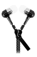 ZHENGQI In-ear Phone Zipper Cable Earphones Magic Sound Metal Wire Control with Mic Earphones(Black) (Intl)