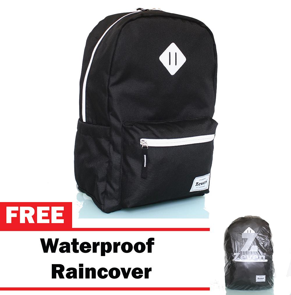 Tas Ransel Zeven - Hitam Putih ( Gratis Raincover )