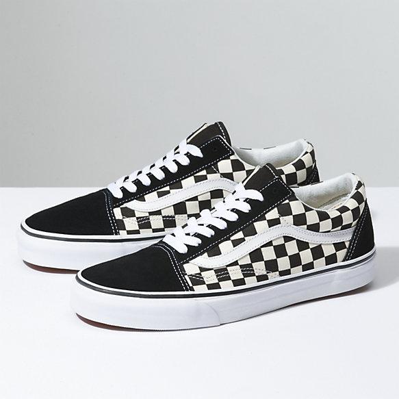 Sepatu Vans Primary Check Old Skool black white