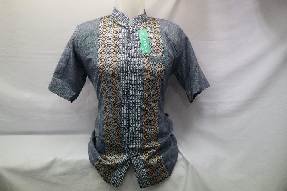 Baju Muslim Pria Baju Koko Jasko Jas Koko Aplikasi Biru Lengan Pendek Murah Al Muttaqin SPB 012 di lapak Al Muttaqin Collection produsenbajukoko