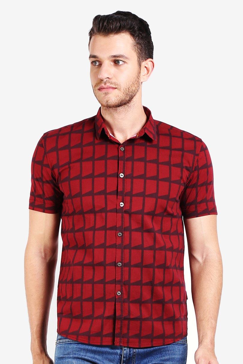 Emba Jeans Pakaian Atasan Kemeja Pria MARLOE ONE RED
