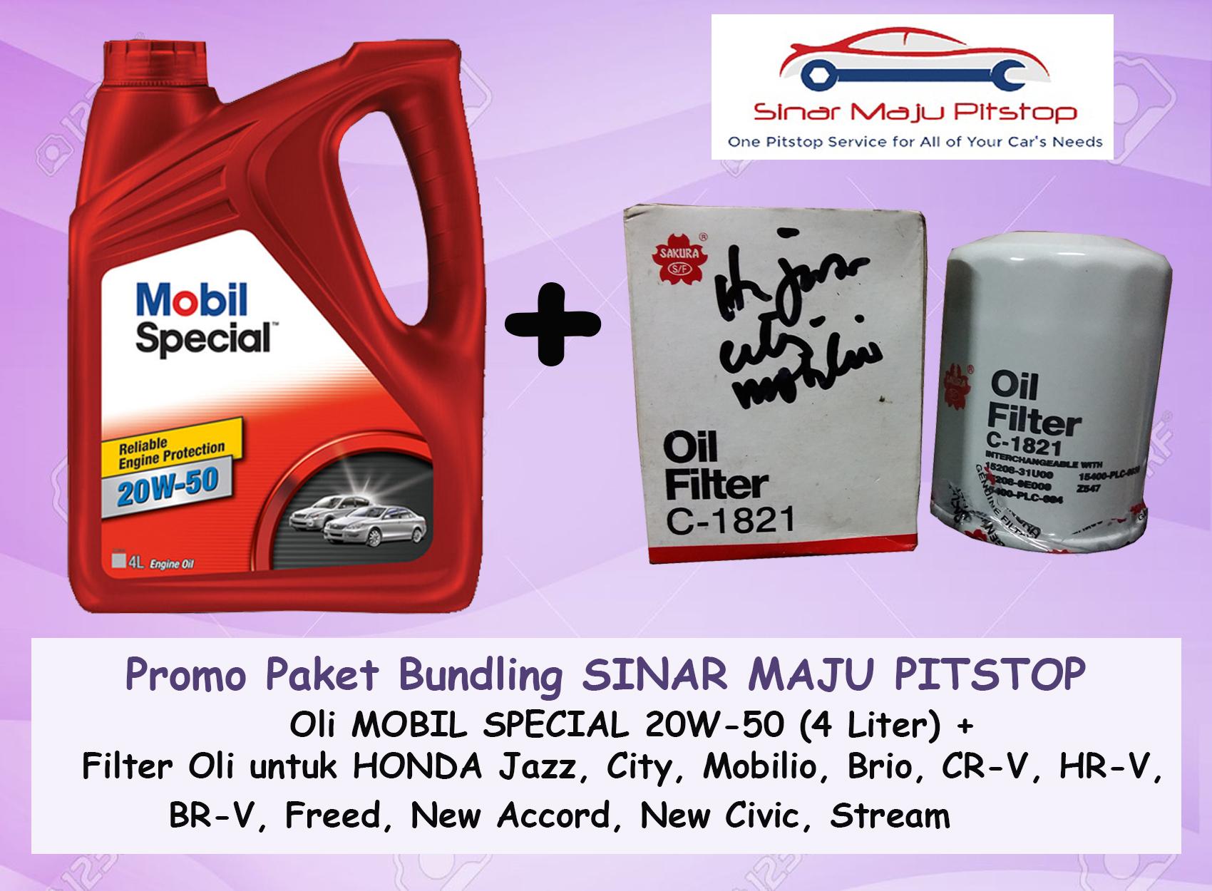 Promo Paket Bundling Oli MOBIL SPECIAL 20W-50 API SN 4 LITER & Filter Oli HONDA JAZZ &HONDA ALL NEW JAZZ RS ORIGINAL