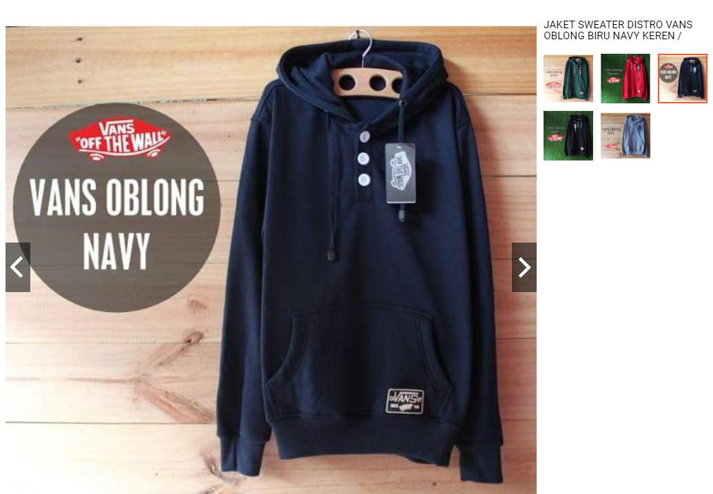 JAKET SWEATER DISTRO VANS OBLONG BIRU NAVY KEREN / HITAM / HIJAU TUA