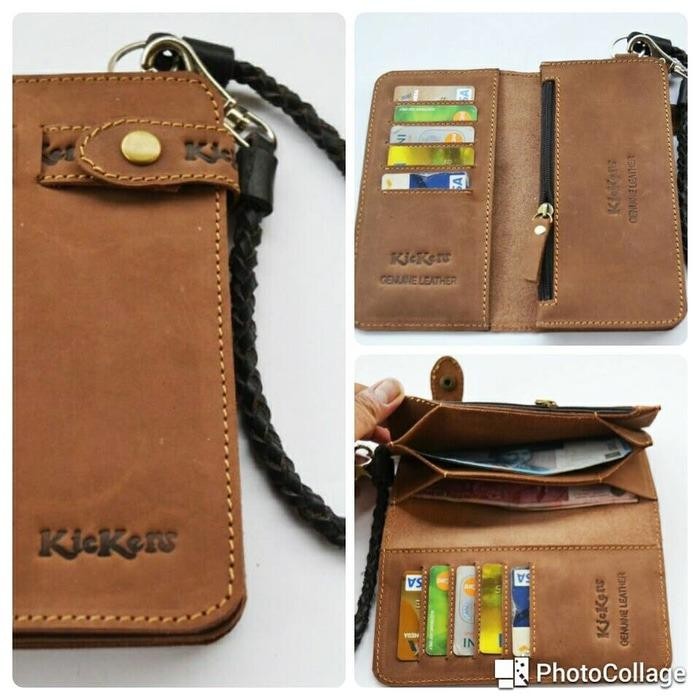 Dompet Panjang Kickers 03zx Full Kulit Asli, Dompet Rantai Kulit Asli, Dompet Fashion Pria Kulit Asli, Dompet Uang Kulit Asli