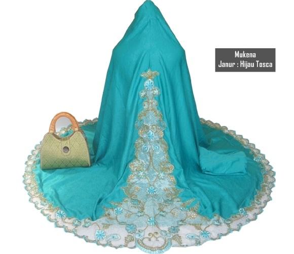 mukena dewasa/ Mukena Tasikmalaya / Mukena Bordir kawalu tasikmalaya / Mukena Bordir / Punggung Janur / Tas Songket / HIJAU TOSCA