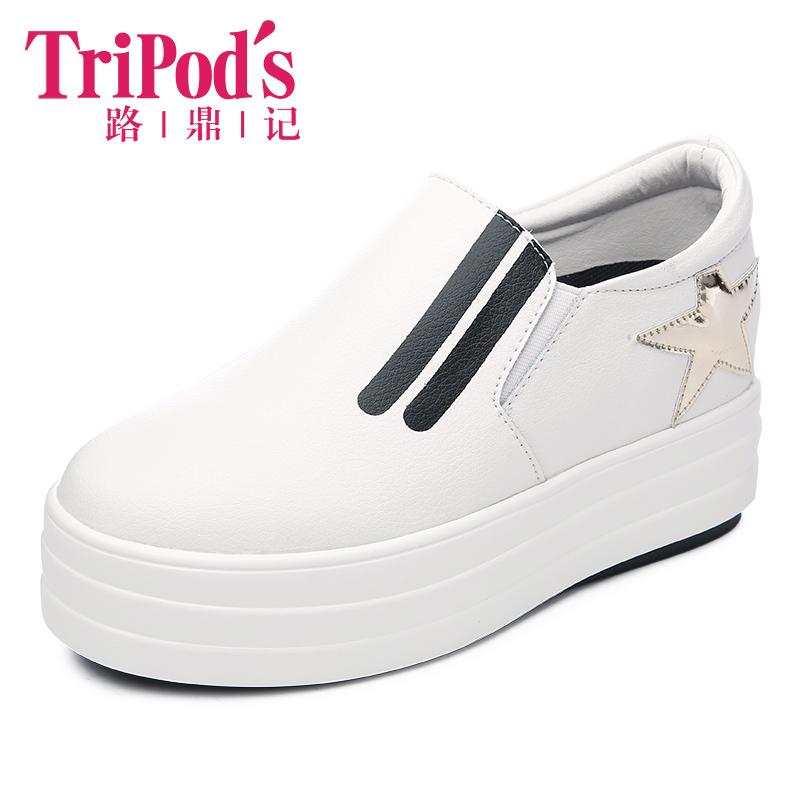 Tripod Platform Shoes Jalan Penanganan Sepatu Wanita Casual Putih