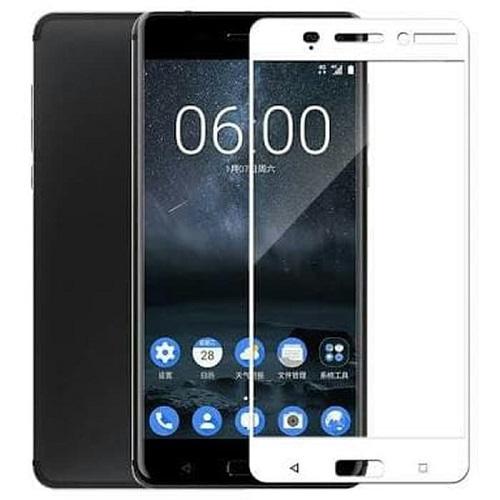 Tempered Glass Warna Anti Gores Kaca Full Cover Layar Screen Protector Nokia 6 Warna Putih - Packing Mica