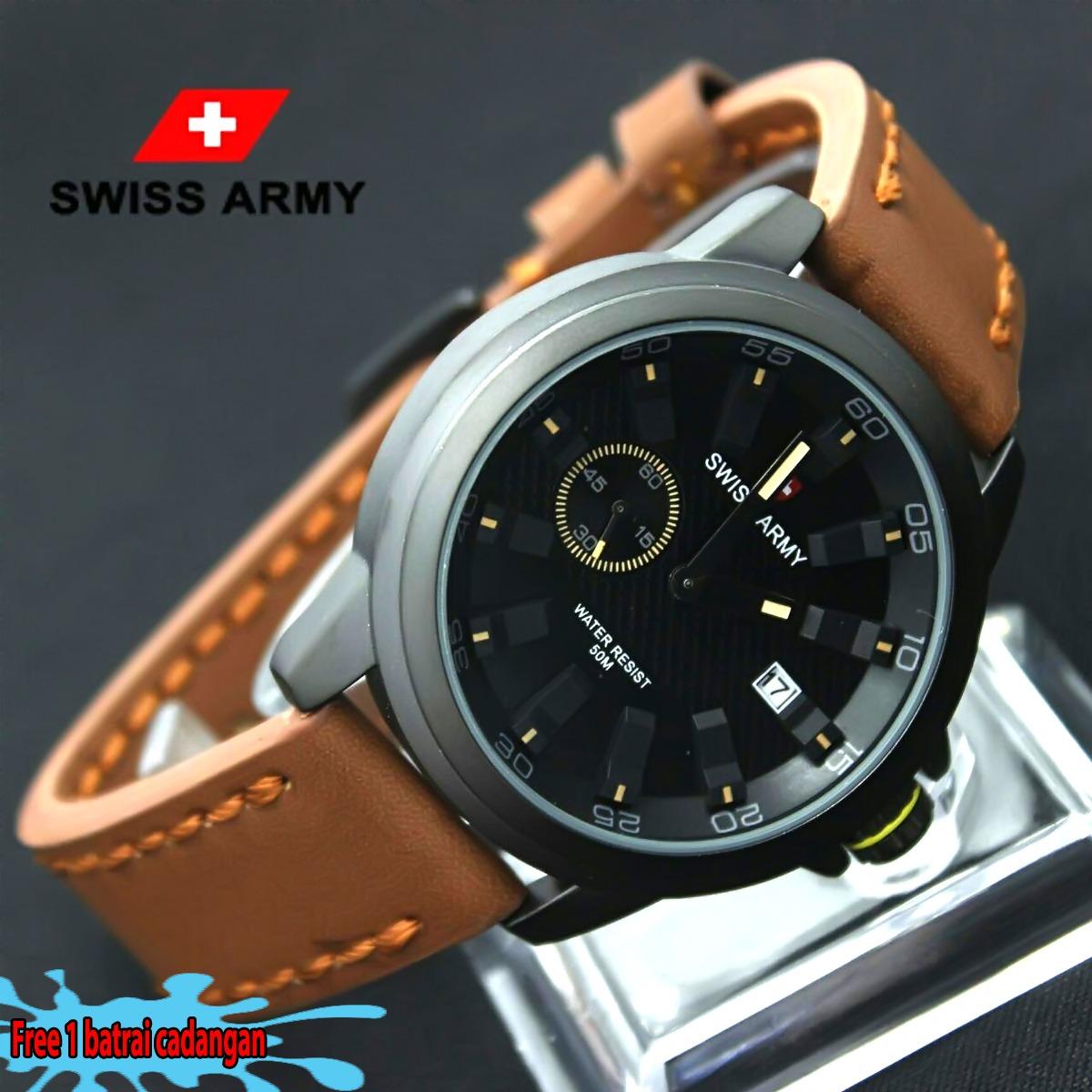 Swiss army - Jam tangan Pria - Formal/casual - Strap Kulit - Detik samping