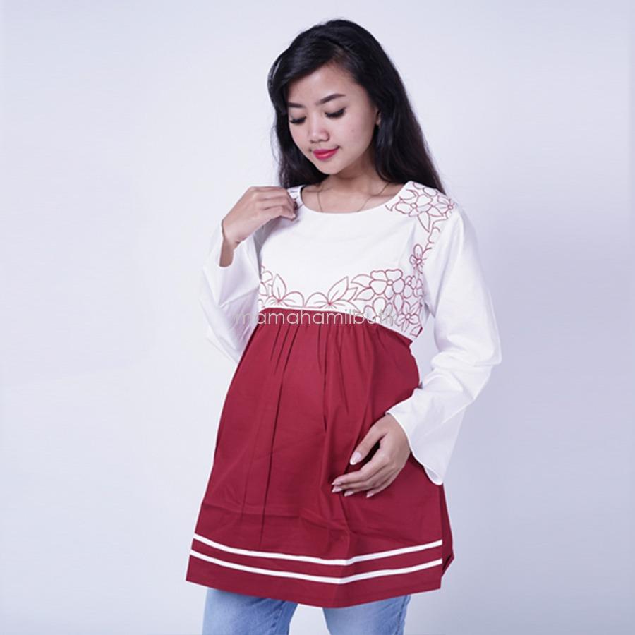 Ning Ayu Baju Hamil Lengan Panjang Jasmine Blouse - BLJ 424 / Baju Hamil Muslim / Baju hamil Kerja / Baju Hamil dan Menyusui / Baju Hamil Lucu / Baju Hamil Panjang / Baju Hamil Wanita / Baju Hamil Kerja Muslim