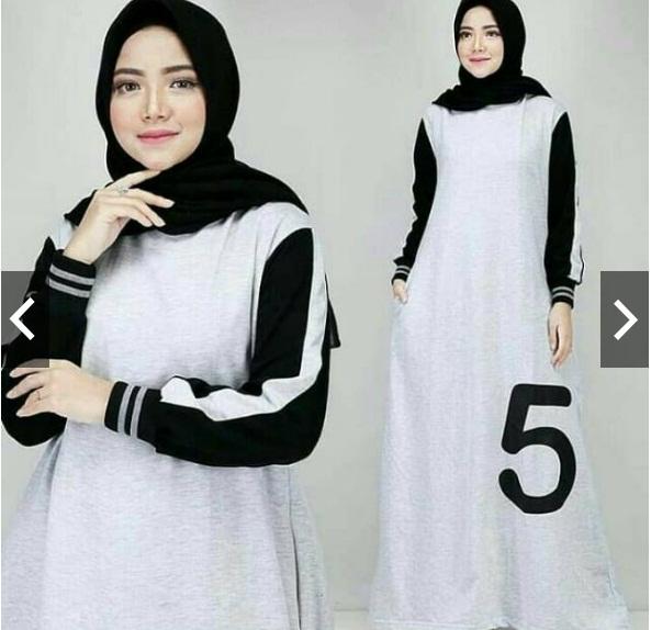 Five dress bahan cotton combat / gamis kaos combat / gamis olahraga / gamis kekinian / gamis lucu