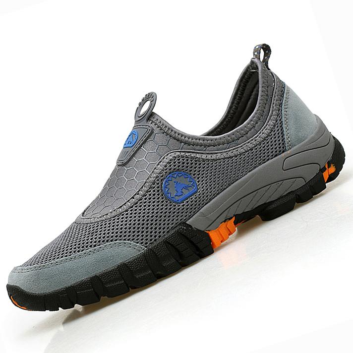 EU39-46 Sepatu Olahraga Ukuran Besar Pria Berkualitas Tinggi Sepatu Daki Gunung Super Bernapas Sepatu Malas Malas Sepatu Jala Olahraga Pria sneakers Daki Gunung Sepatu Malas Selip-On Loafer Jaring Sepatu