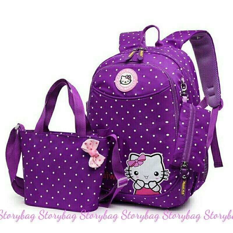 Promo Tas anak / Ransel anak / Tas Ransel Sekolah 3in1 motif hello kitty mickey mouse kuda poni tayo wanita cewe