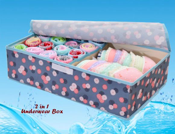 2 in 1 underwear box DAISY (Banyak sekat, utk tempat bra dan panties)