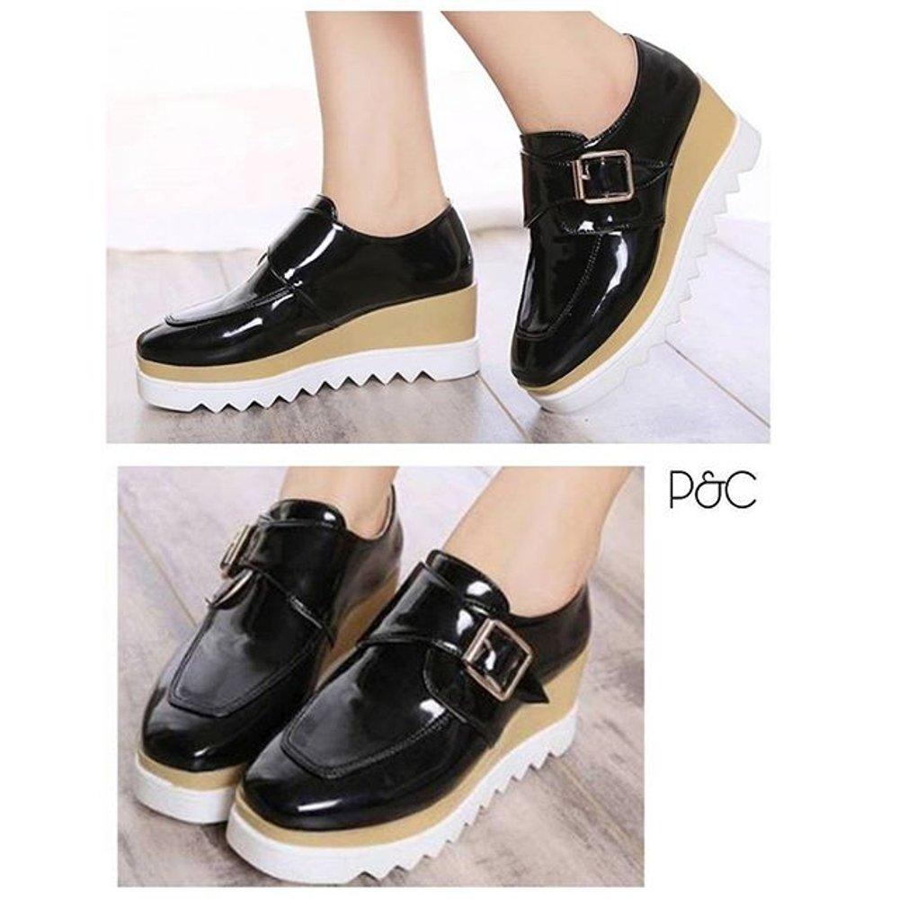 Sepatu murah wedges Semikulit Glossy Tinggi 7cm Lazada Flash Sale