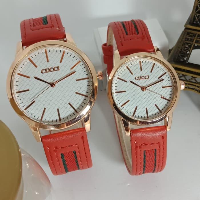 Jam Tangan Gucci Couple Murah SK598 Leather Red