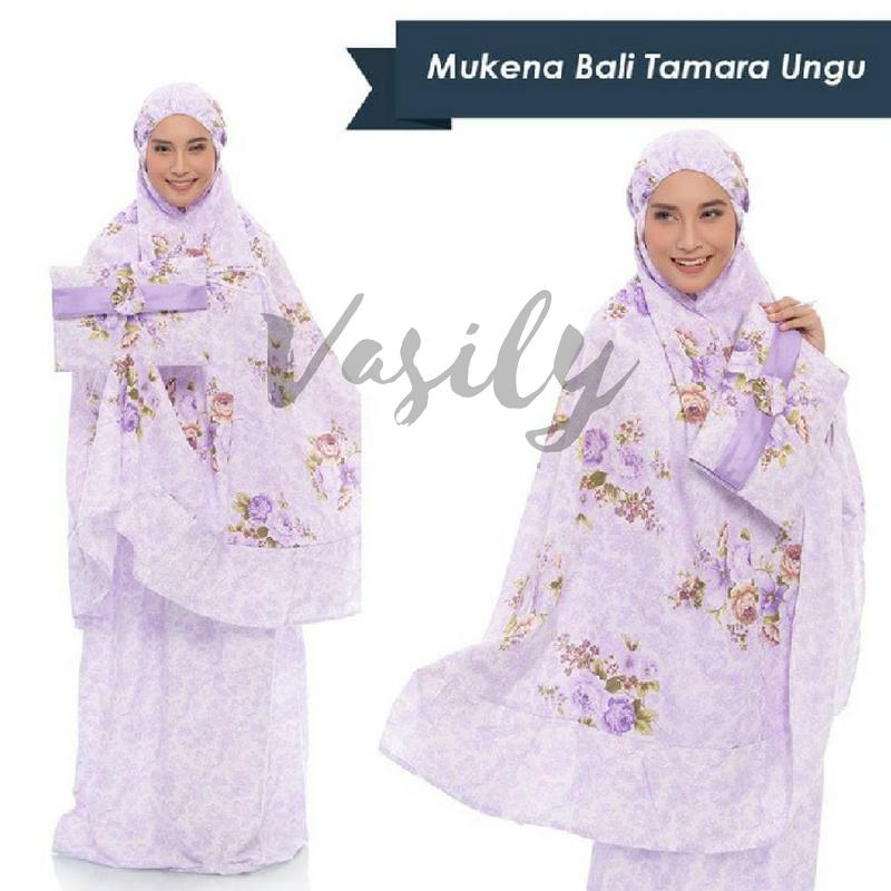 VASILY Mukena Dewasa Bali / Mukenah Murah Bukan Warna Putih dan Motif Bordir Terusan Katun Jepang / Rukuh Bahan Katun Bukan Parasut / Perlengkapan dan Alat Shalat Murah / Tamara Ungu - MVSD065