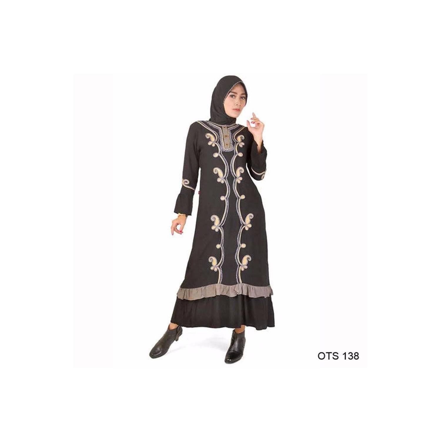 murah Baju Gamis wanita Bahan Katun warna Hitam