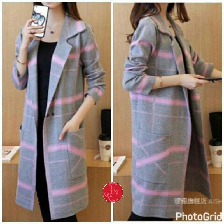 J&C Jaket Longcoat Gradasi / Jas Panjang / Blazer Panjang / Jaket Musim Dingin / Outer Wanita / Jaket Panjang / Mantel Korea
