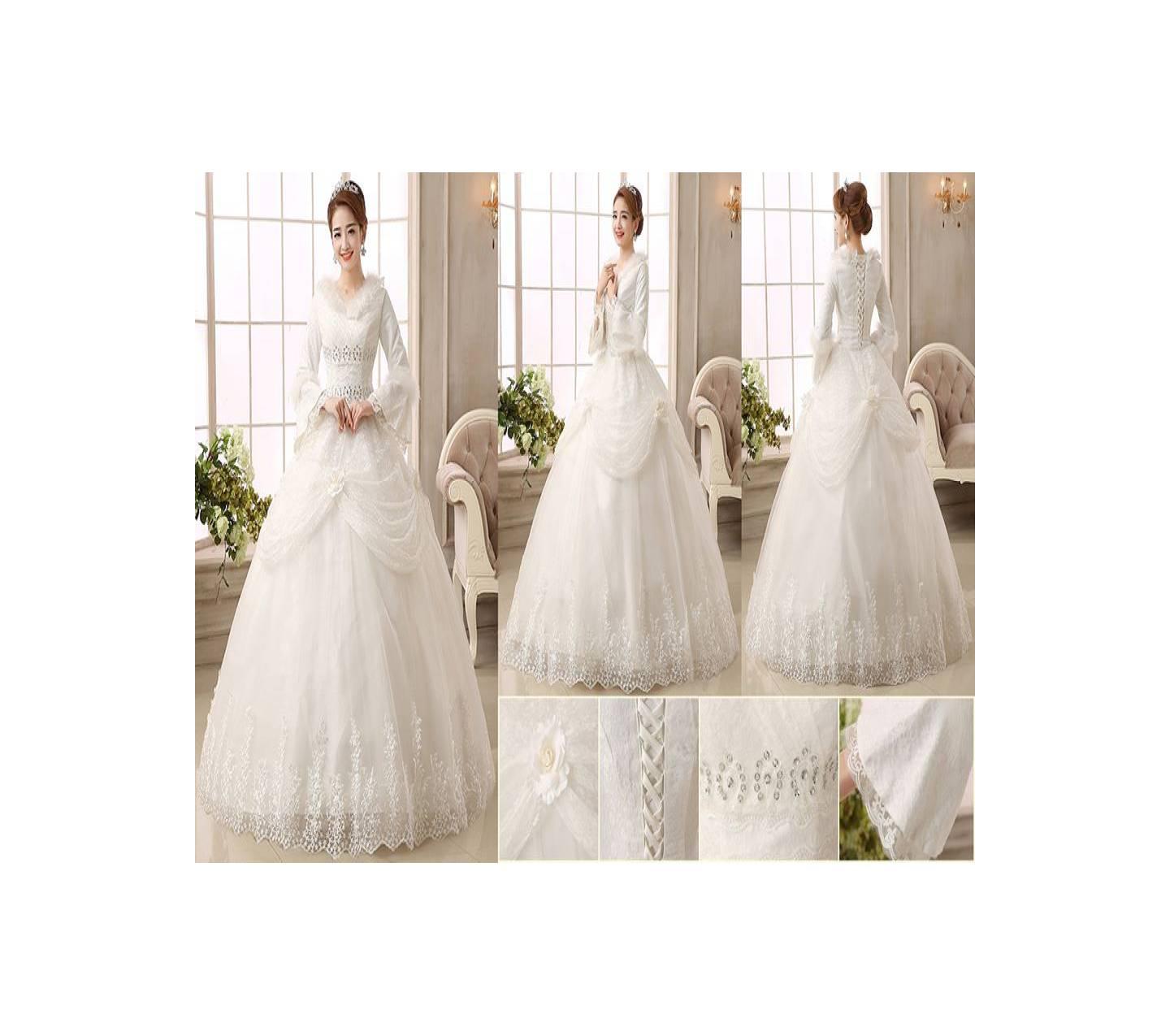 Gaun pengantin wedding dress import muslimah lengan panjang