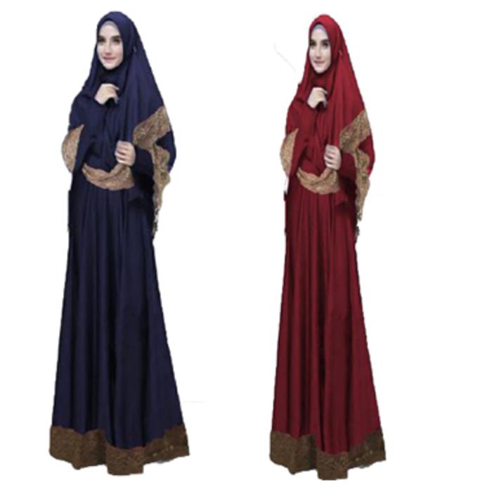 BBUSANA MUSLIM GAMIS SARIMBIT SYARI NAVY KOTUN RAYON BERGO NO PED